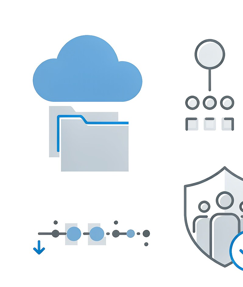 Illustration of cloud file sharing and syncing