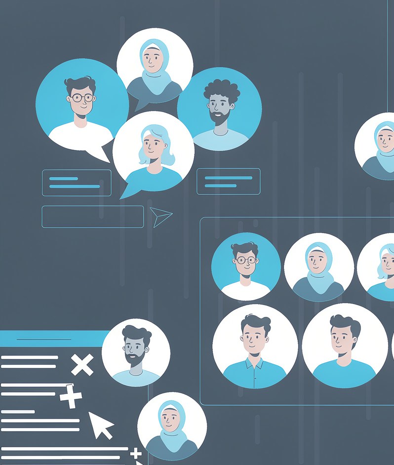Illustration comparing two software options side by side